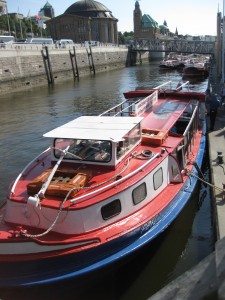 Our tour boat - a converted cargo transport boat like that operated by my great-grandfather.