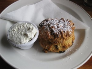 Fruit scones and clotted cream.