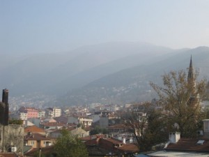 View of the mountains that surround the city