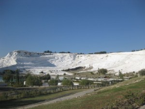 White cliff above the town