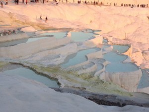 Travertine pools at sunset