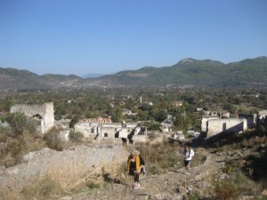 Climbing the hill to the ghost town