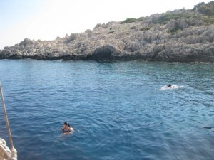 Enjoying a swim in the Mediterranean Sea