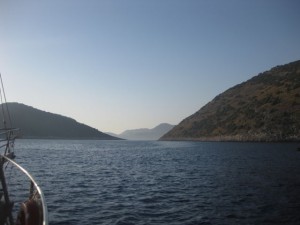 Beautiful hills tumbling into the water