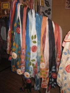 Silk scarves with felt details