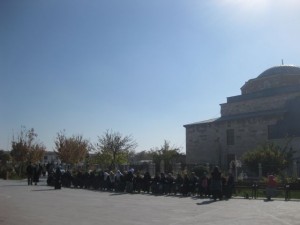 Women pilgrims waiting to enter