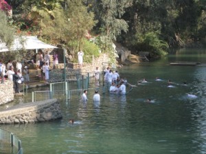 A group taking a swim after their ceremony