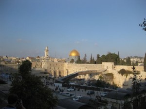 Old City topped by the golden dome of the Dome of the Rock mosque