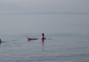 Floating in the Dead Sea.