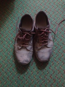 Dad's very dusty shoes after a long day of walking around Petra.