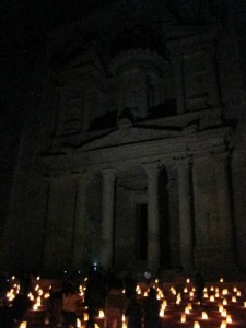 Petra by candle light at night