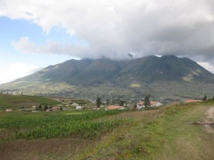 Volcano covered in clouds