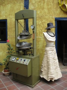 Old hat press and model made of hats