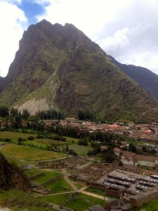 View of the quarry across the river and the current town below