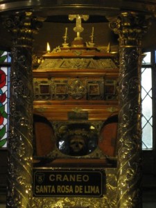 The skull of Santa Rosa - the first Peruvian saint in the church of San Domingo