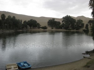 The lake and dunes behind