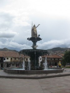 Golden Inca topped fountain