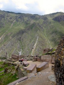 Stones that were in transit to finish the temple when the site was abandoned.  The large stones were from a quarry across the river valley.