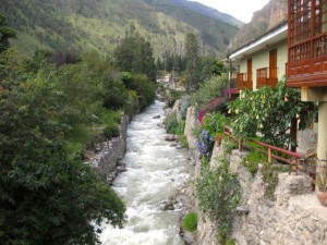 River running through Ollantaytambo town.