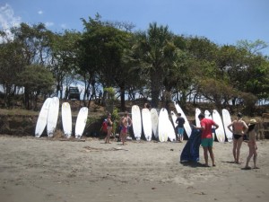 The boards lined up and waiting to go.